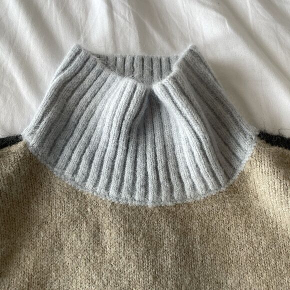 Tribal Colorblock Mock Neck Sweater Acrylic Throwback Top Womens Size M - Picture 5 of 9